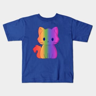 Kawaii Rainbow Pride Cat Kids T-Shirt